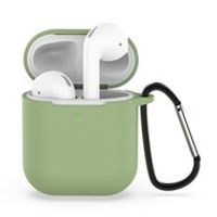 AirPods siliconen hoesje voor AirPods 1/2 - Groen + handige clip - thumbnail