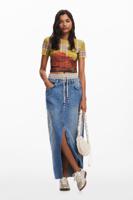 Hybride denim midi-rok - BLUE - XL - thumbnail