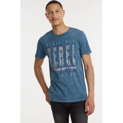 Redefined Rebel T-shirt RRAce met logo blauw melange