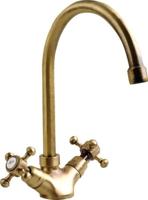 Wastafelmengkraan Sapho Antea 2-knop gebogen Uitloop 27,5 cm Brons