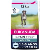 EUKANUBA Graanvrij* premium hondenvoer met zeevis voor grote rassen - droogvoer voor volwassen honden, 12 kg