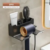 Multifunctionele Haardrogerhouder - Wandmontage | Zonder Boren | Met Plugopslag | ABS Kunststof