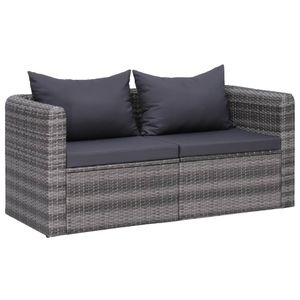 Tuinhoekbanken 2 st poly rattan grijs