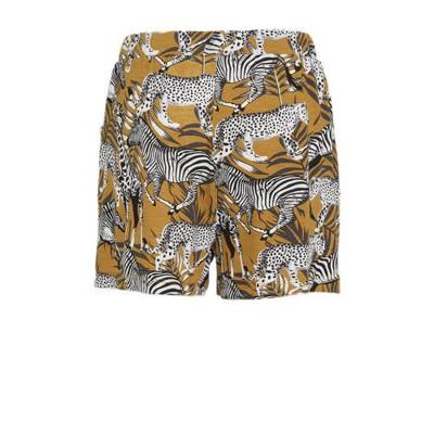 Ellos short Lea met bladprint groen/zwart/wit