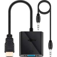 Goobay 68793 video kabel adapter 0,1 m VGA (D-Sub) HDMI Type A (Standaard) Zwart - thumbnail