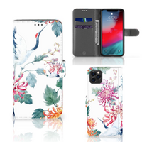 Apple iPhone 11 Pro Max Telefoonhoesje met Pasjes Bird Flowers