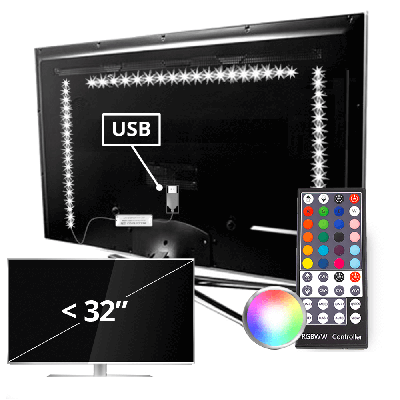 Tv backlight set met 3 RGBWW ledstrips voor tv’s