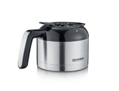 Severin Filterkaffeemaschine mit Mahlwerk und Edelstahl-Thermokanne, Koffiezetapparaat Zwart, RVS (geborsteld) Capaciteit koppen: 8 Display, Met thermoskan,