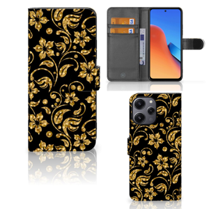 Xiaomi Redmi 12 Hoesje Gouden Bloemen