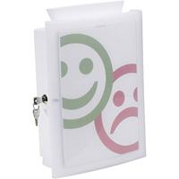 HAN IMAGE'IN 4102-12 Verzamelbox met transparante afsluitbare deur en verwisselbaar motief, stembus, dispenserbox, actiebox - voor wandmontage of vrijstaand met poten, wit