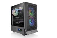 Thermaltake Ceres 300 Zwart/Mid Tower E-ATX Computer Case Met Gehard Glas Zijpaneel/2xCT140 ARGB Fan Vooraf geïnstalleerd/Rotatie PCIe Slots/3 Jaar Garantie