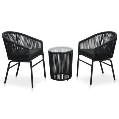 vidaXL 3-delige Bistroset met kussens PVC-rattan zwart vidaXL 3-delige Bistroset met kussens PVC-rattan zwart
