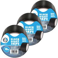 DID duct tape/reparatietape zwart 3 stuks 10 meter x 48 mm