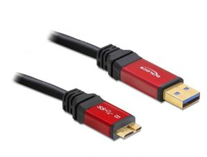 Delock USB-kabel USB 3.2 Gen1 (USB 3.0 / USB 3.1 Gen1) USB-A stekker, USB-micro-B 3.0 stekker 2.00 m Rood, Zwart Vergulde steekcontacten, UL gecertificeerd