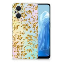 OPPO Reno8 Lite TPU Case Gouden Bloemen - thumbnail