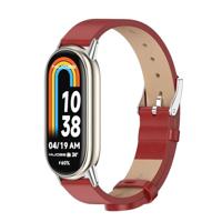 By Qubix - PU leren bandje - Rood - Compatible met Xiaomi Smart Band 8 & 9 - Compatible Xiaomi bandje