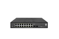 LevelOne GES-2118 Hilbert 18-Port Gigabit Smart Lite Switch, 16 x Gigabit RJ45, 2 x Gigabit SFP