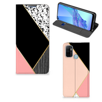 OPPO A53 | A53s Stand Case Zwart Roze Vormen - thumbnail