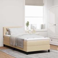 vidaXL Boxspring Bed Met Matras Crème 90X190 cm Stof Duurzaam Modern Comfortabel Beddengoed Slaapkamer Meubels Bescherm Pad Topper Schuim Pocket