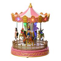 Lumineo kerstdorp draaimolen - draaiend - met verlichting - 23,5 cm - kermis kerstdorp