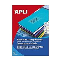 APLI 1225 - Doorschijnende weerbestendige etiketten 210,0 x 297,0 mm 20 vellen