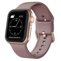 By Qubix - Soft siliconen bandje met gespsluiting - Paarsbruin - Compatible met Apple Watch 44mm / 45mm / 46mm / 49mm - Compatible Apple watch bandjes
