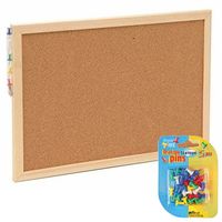 Prikbord incl. 25x punaises gekleurd - 30 x 45 cm - kurk