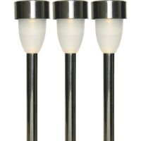 3x Buiten/tuin LED RVS stekers Nova solar verlichting 26 cm - thumbnail