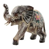 Houten Olifant Lopend Bruin (20 x 16 cm) - thumbnail