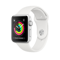 Refurbished Watch Series 3 42mm Aluminium Zilver met Witte sportband GPS Licht gebruikt