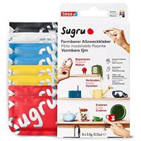 Sugru by tesa® - Vervormbare Universele Lijm, 8-pack, 8 x 3,5 g, Rood, Blauw, Geel, Zwart & Wit - Veelzijdige Kneedgum - Voor Repareren, Lijmen en Bevestigen zonder Boren