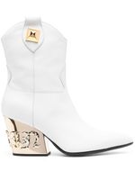 Philipp Plein bottines Gothic Plein CowBoy 80 mm - Blanc