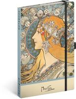 NOTIQUE Notitieboek gestippeld met elastiek 13x21cm ca. A5, designer hardcover notebook stippen, notitieblok, notitieboek, dagboek voor volwassenen, dames (alphonse Mucha Zodiak)
