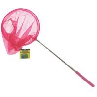 Telescopisch visnet/schepnet - roze - metaal - 38 tot 86 cm - uitschuifbaar