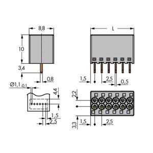 WAGO 2080-504 Veerkrachtklemblok 1 mm² Aantal polen 4 Grijs 100 stuk(s)