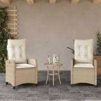 Tuinstoelen 2 st verstelbaar met kussens poly rattan beige - thumbnail