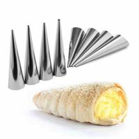5 PC'S Cone Roll mallen RVS spiraal nozzle croissants gebak crème hoorn taart schimmel (grote 12x3x3cm)