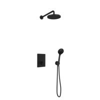 Hotbath Get Together doucheset met 2 pushbuttons vierkant met 3 standen-handdouche, 20 cm hoofddouche, mat zwart