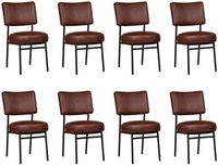 Set van 8 Cognac leren moderne retro eetkamerstoelen Rondo - Granada leer Cognac (cognac leer)