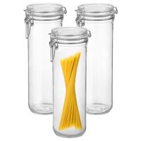 Spaghetti voorraad/weck pot - 4x - glas - transparant - 26 x 9 cm - 1,5 L - Bormioli Rocco - thumbnail