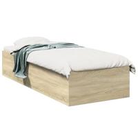 vidaXL Bedframe bewerkt hout sonoma eikenkleurig 100x200 cm, bed, bed ombouw, eenpersoonsbed, bedbodem, slaapkamermeubel, 1 persoonsbed, logeerbed