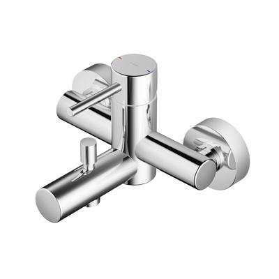 Badkraan Hotbath Buddy 15cm Hartafstand Thermostatisch Opbouw Rond Glans Chroom 1 Greeps met Uitloop