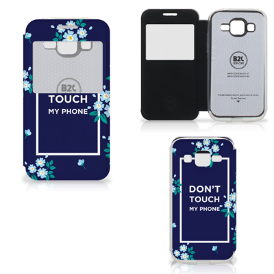 Samsung Galaxy Core Prime Portemonnee Hoesje Flowers Blue DTMP