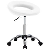 vidaXL Werkstoel rollend kunstleer wit