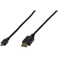 Digitus AK-330109-020-S HDMI-kabel HDMI Aansluitkabel HDMI-A-stekker, HDMI-micro-D-stekker 2.00 m Zwart Vergulde steekcontacten - thumbnail