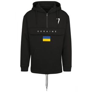 FC Eleven - Ukraine Vlag Anorak Hoodie - Zwart