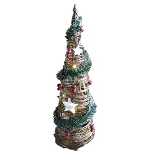 Gerimport LED piramide kerstboom - H40 cm - rotan - kerstverlichting   -