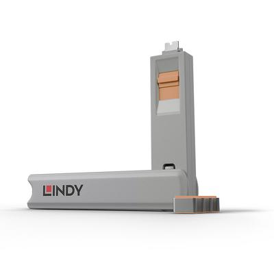 Lindy 40428 poortblokker Poortblokkeersleutel USB Type-C Grijs, Oranje 4 stuk(s)