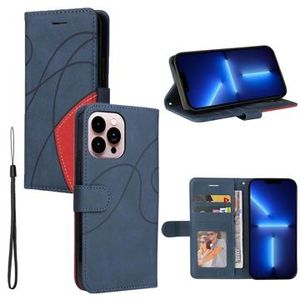 Bi-Color Series iPhone 14 Pro Max Wallet Case - Blauw