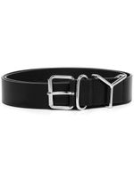 Y/Project ceinture en cuir à plaque logo - Noir